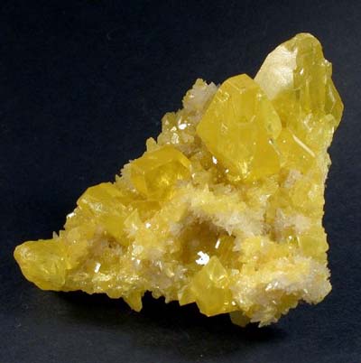 Sulphur on Aragonite, Girgenti, Sicily, Italy.